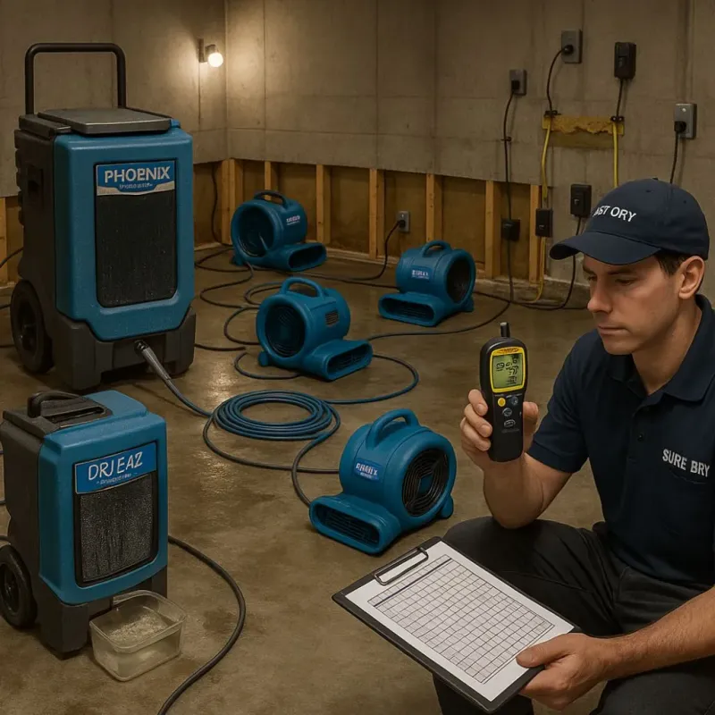 Structural Drying and Dehumidification process in Larkfield-Wikiup, CA